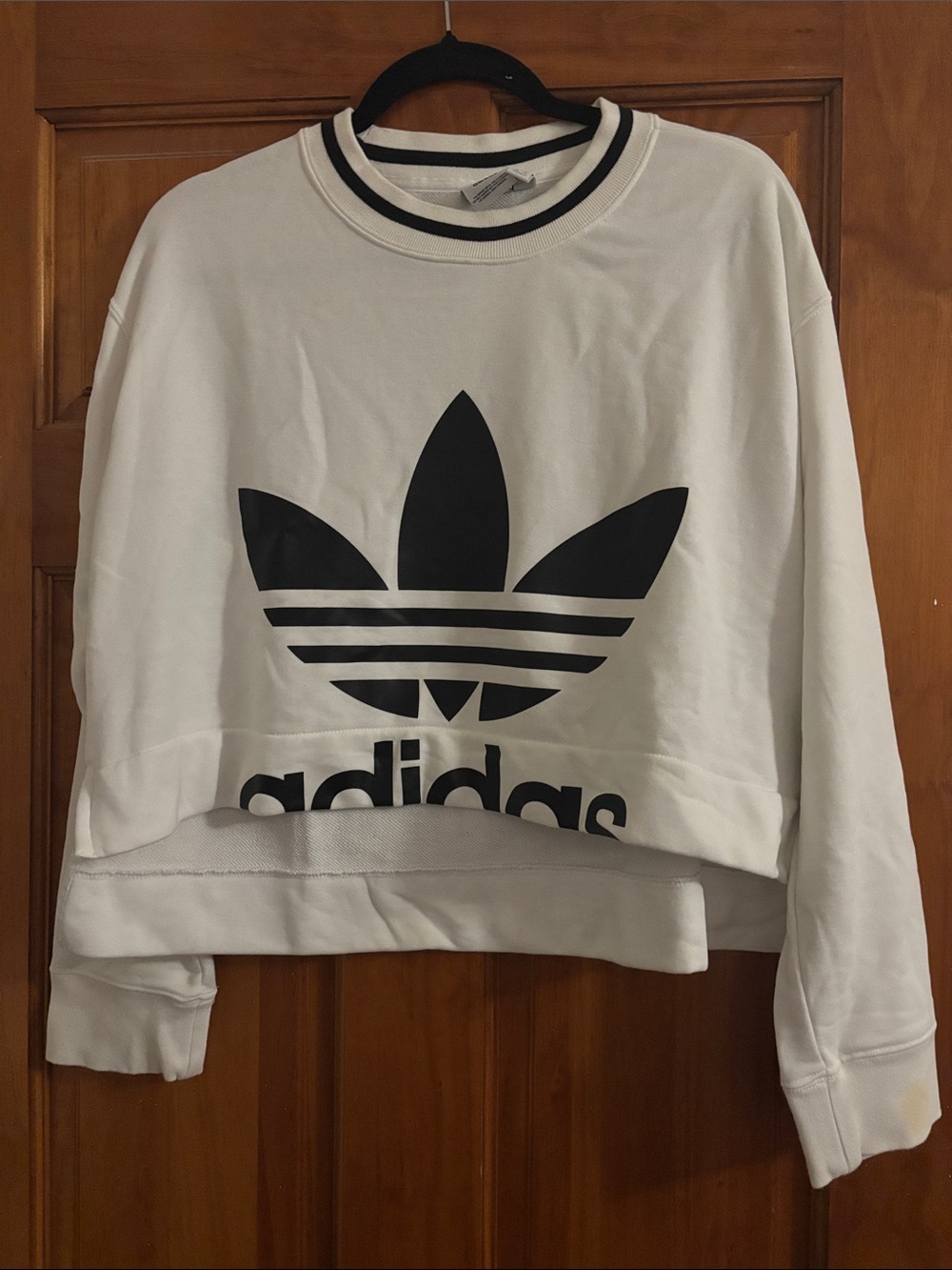 adidas White Crewneck Sweatshirt with Black Trefoil Logo